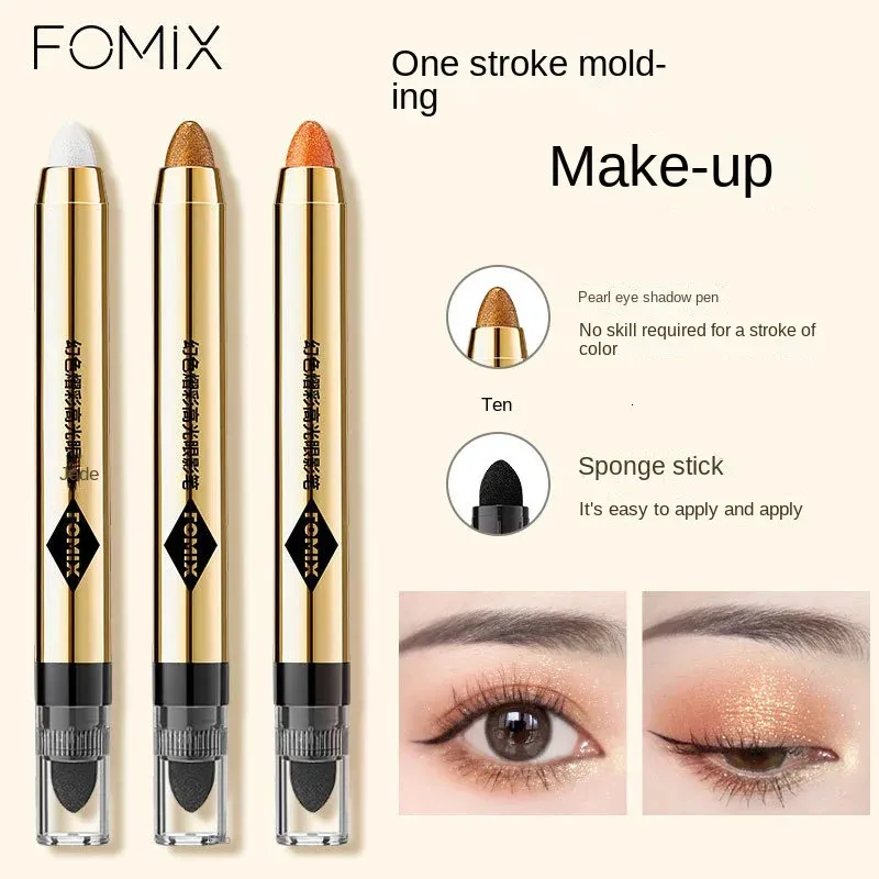 Eyebrow Enhancers FOMIX Magic Color Bright Color Highlights Eye Pencil Pearl Fine Flash Grooming Carry Bright Double Eye Shadow Bar With a Molding 231120