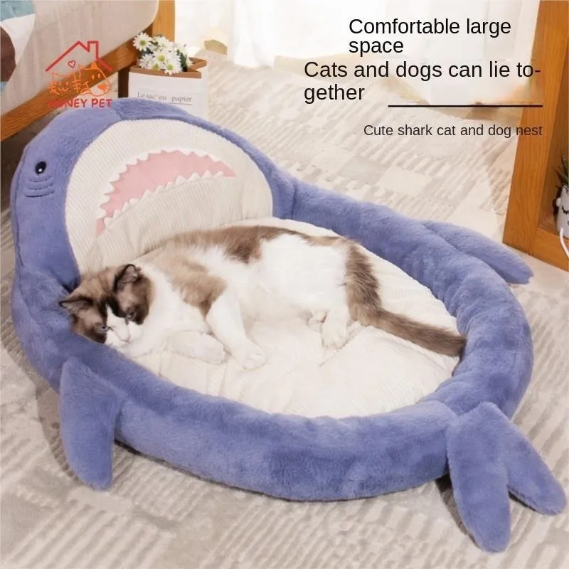 kennels pens Shark Pet Nest Cat Sofa Non Slip Cute Dog Removable And Washable Belly Mat Bed Cave Drop 231118