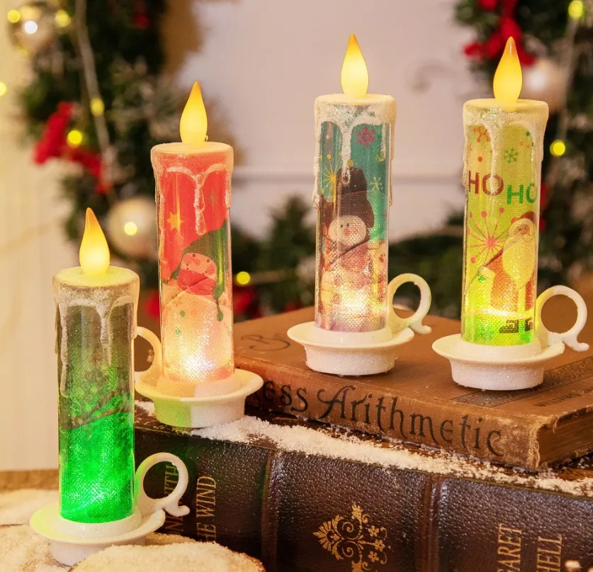 Bougies LED de Noël en PVC, veilleuses portables sans flamme, décoration de table, joyeux bureau, livraison directe, maison, jardin