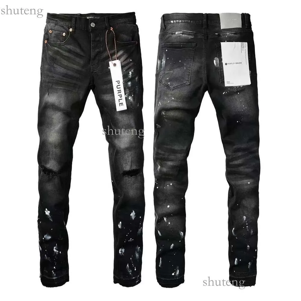 Mann Lila Zerrissene Biker Slim Gerade Röhrenhose Designer Stack Fashion Jeans Herren Trend 509 754