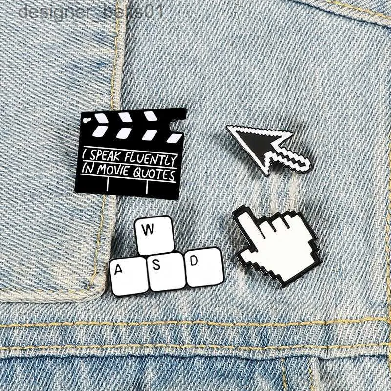 Broches broches minimalisme étiquette épingles ouvrières broches plateau de cinéma ordinateur clavier pointeur émail sac à dos pingre hommes femmes badges bijoux office231120