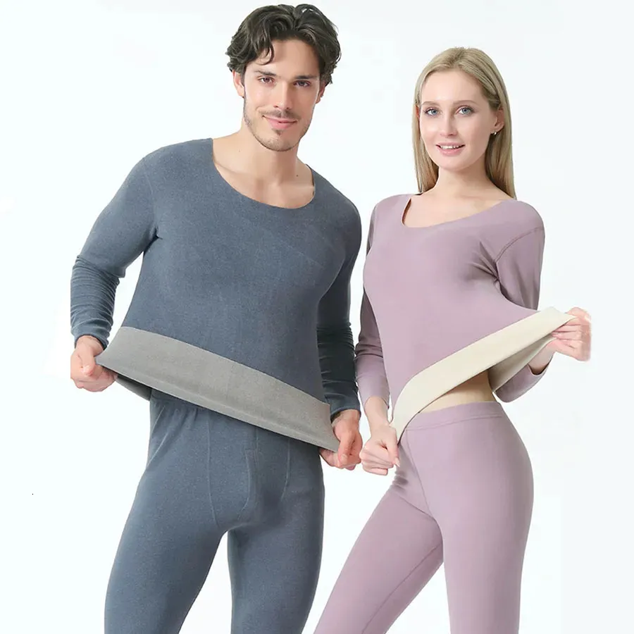 Mulheres conjunto de roupa interior térmica inverno quente auto aquecimento sexy sem costura ultra fino masculino longo john 231120