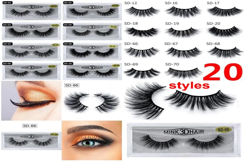 20 Styles 3D Mink Eyelashes Eye Makeup Mink False Lashes mjuka naturliga tjocka falska ögonfransar 3D ögonfransar förlängning mink fransar dhl4754061
