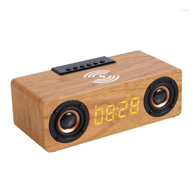Combination Speakers Wireless Charging Portable Retro Desktop Wooden Speaker K1 Bluetooth 5.0 TF Card Playback AUX Play Sound Box Supports