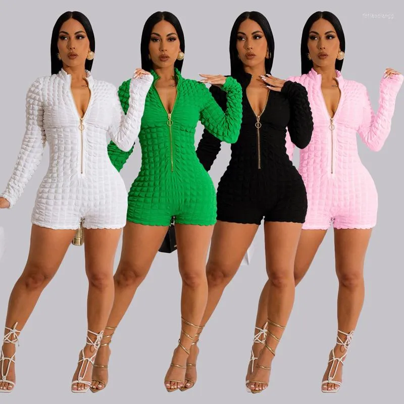 Maillots de bain pour femmes Tenue de plage pour femmes Cover Up Swim For Dress Summer Manches longues Fermetures à glissière Tight JumpSuit Tissus élastiques Solid Polyester Wear