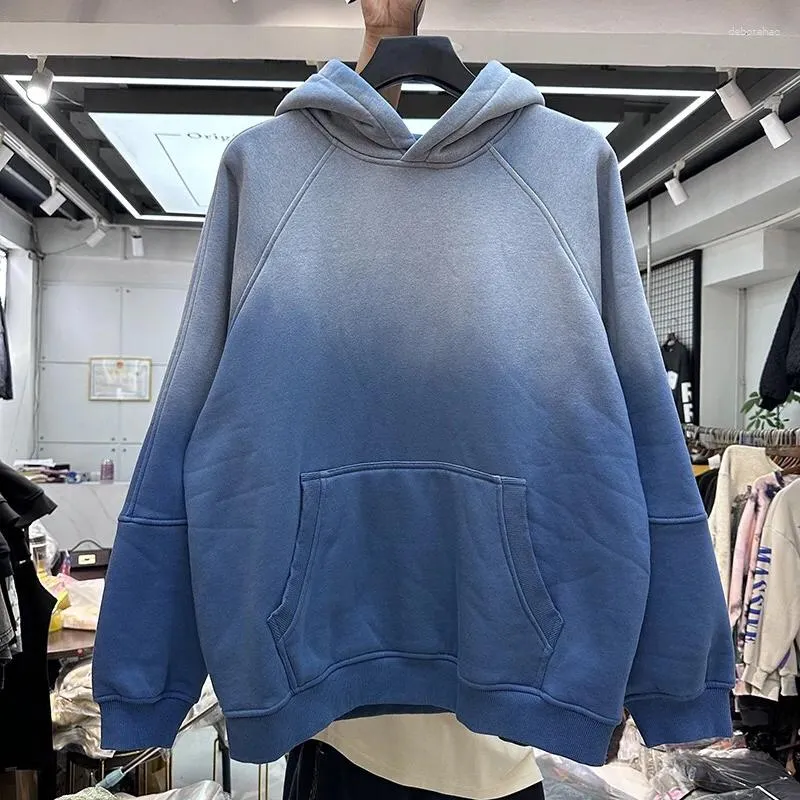 Erkek Hoodies Gradient Renk Eşleşen Hoodie