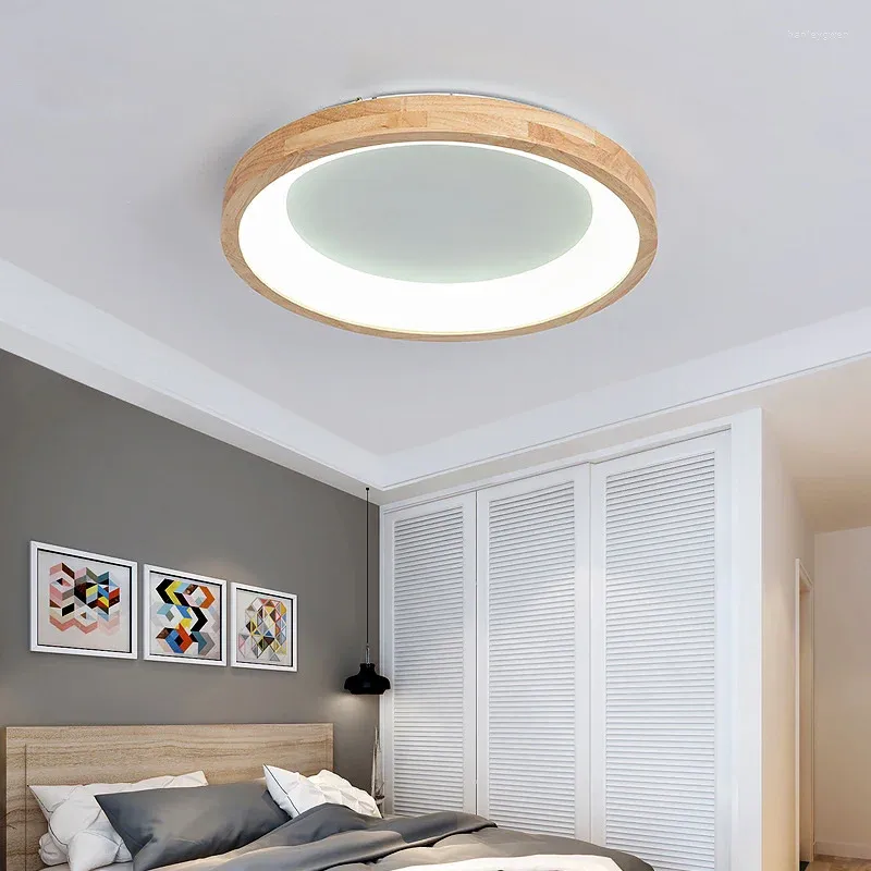 Ceiling Lights LED Wood Light For Bedroom Living Room Lighting Lamps Japanese Round Home Closet Decoration Fixture