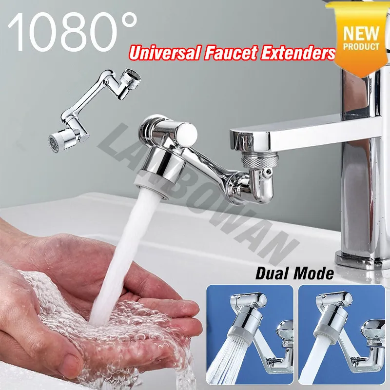 Other Faucets Showers Accs Universal 1080° Rotatable Faucet Aerator Extender Plastic Splash Filter Bubbler Nozzle Robotic Arm for Kitchen Bathroom 230419