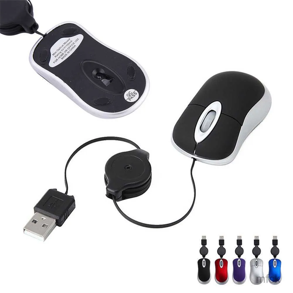 Souris rétractables mini 1200dpi souris câblée USB Mouse Ergonomics Office Office de jeu souris de souris pour ordinateur portable PC pour ordinateur portable