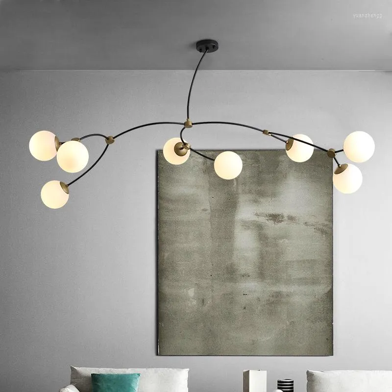 Lampadari Lampadario nordico Illuminazione Paralume bianco Palla a bolle di vetro Sala da pranzo Camera da letto Centro commerciale Ramo