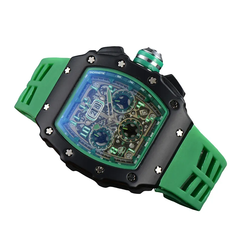 NY HOT SOLLING MENS Luxury Sports Watches Designer Brand Watches Populära Sport Dial Quartz Watch Men's Fashion Silicone Strap Multi-färg