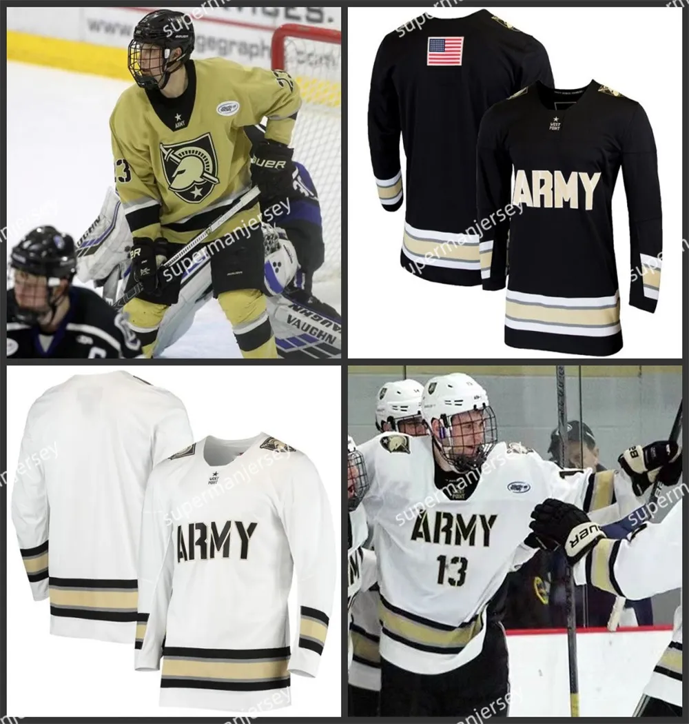 Army Black Knights Hockey Jersey John Driscoll Andrew Gilbert Ricky Lyle Reese Farrell Jake Felker Josh Bohlin Michael Sacco Owen Nolan Custom Stitched Army Jerseys