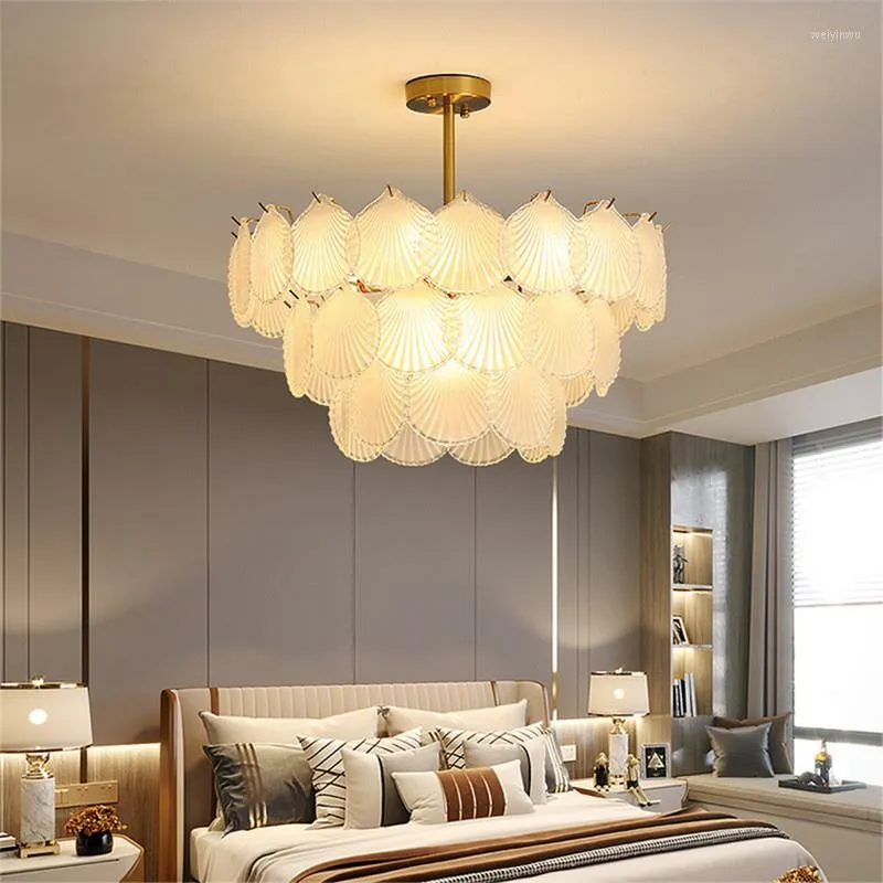 Lustres pendentif lumières décor à la maison salon moderne lustre lampes 110V 220V coquille européenne nordique pour chambre Ing 2023