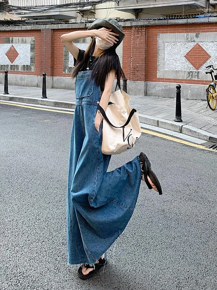 Vintage Loose Denim Dress with Tassel Spaghetti Straps for Women - SML Casual Jeans Dress for Women (78913)