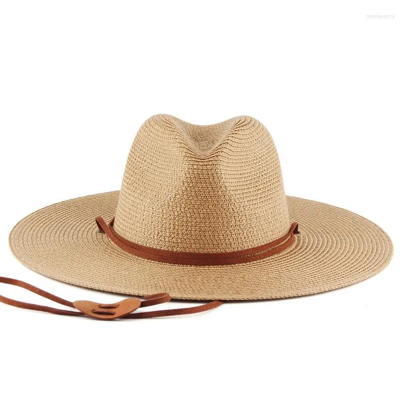 Wide Brim Hats 2023 Damen Strohhut Floppy Beach Sun für Frauen UPF 50 Verstellbarer Riemen Urlaubskappen