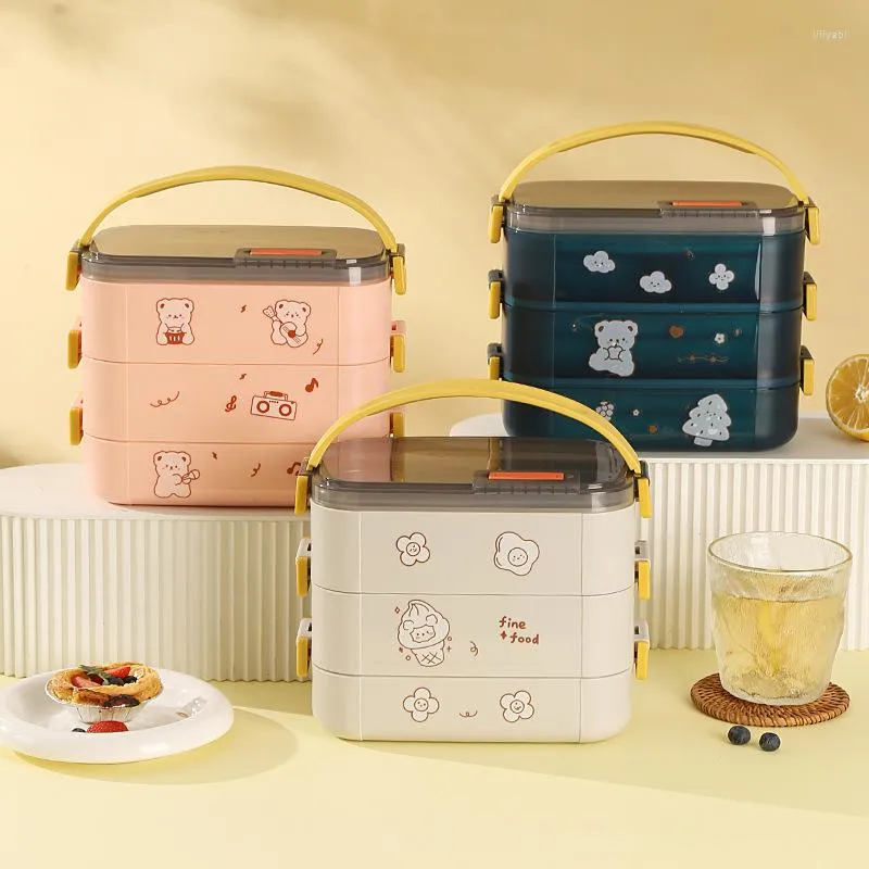 Din sets sets schattige lunchbox voor kinderen meisjes plastic roestvrijstalen cartoon magnetron bento shcool werk opbergmaaltijd prep containers
