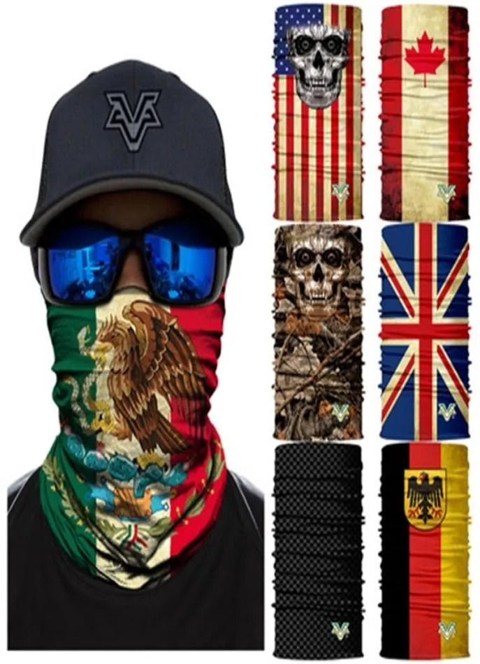 66 Styles Mexico National Flag Seamless Skull 3D Magic Headscarf Riding Headgear Collar Sunsn Fishing Camouflage Face Mask Zza8915201344