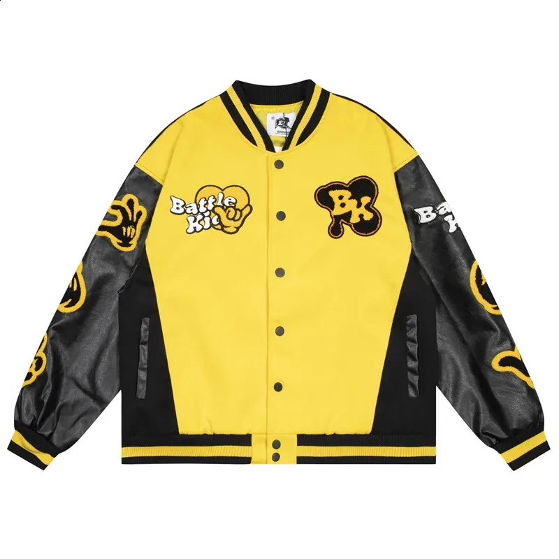Men's Jackets Hip Hop Baseball Jacket Men Anime Catroon Embroidery Japanese Streetwear College Varsity Harajuku Bomber Fashion Biker Coat 231118
