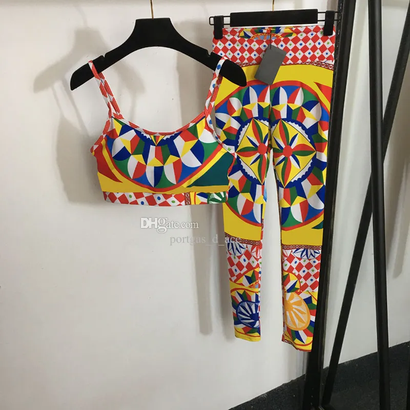 مثيرة خزان أكيمة قمم طماق متعددة الألوان المسارات الرياضية ملابس النشطية اليوغا ملابس الطباعة الفاخرة سراويل سراويل اقتصاص
