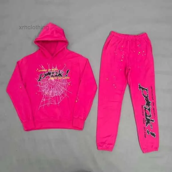 Spider Hoodie Sweatshirts Puff Rose Sp5der Sweat à capuche Survêtement Real Photo Mousse Imprimer Hot Drill Diamonds Sweat Hommes Femmes Jeune Thug Pantalons de survêtement 6 4PSP