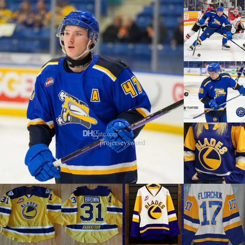 Whl Saskatoon Blades rétro Hockey Jersey Custom mens Womens Youth tout numéro de nom