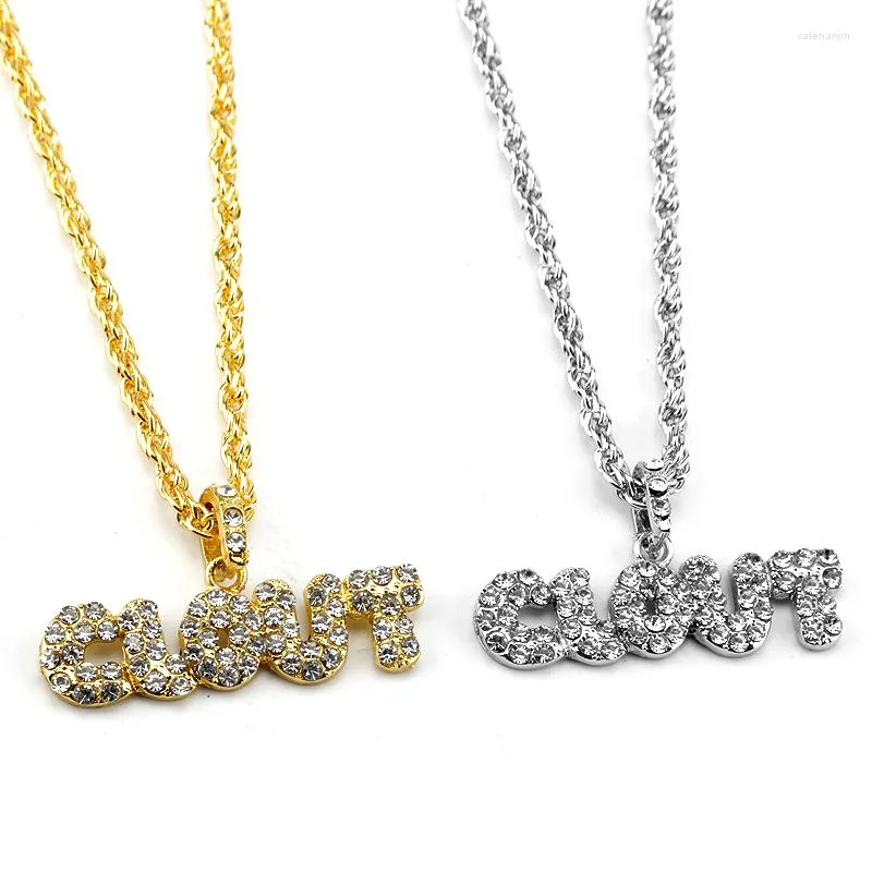 Chaînes Hip Hop Bijoux CLOUT Lettre Pendentif Collier Or Couleur Cubique Zircon Charme Chaîne Pour Hommes Femmes Cadeaux