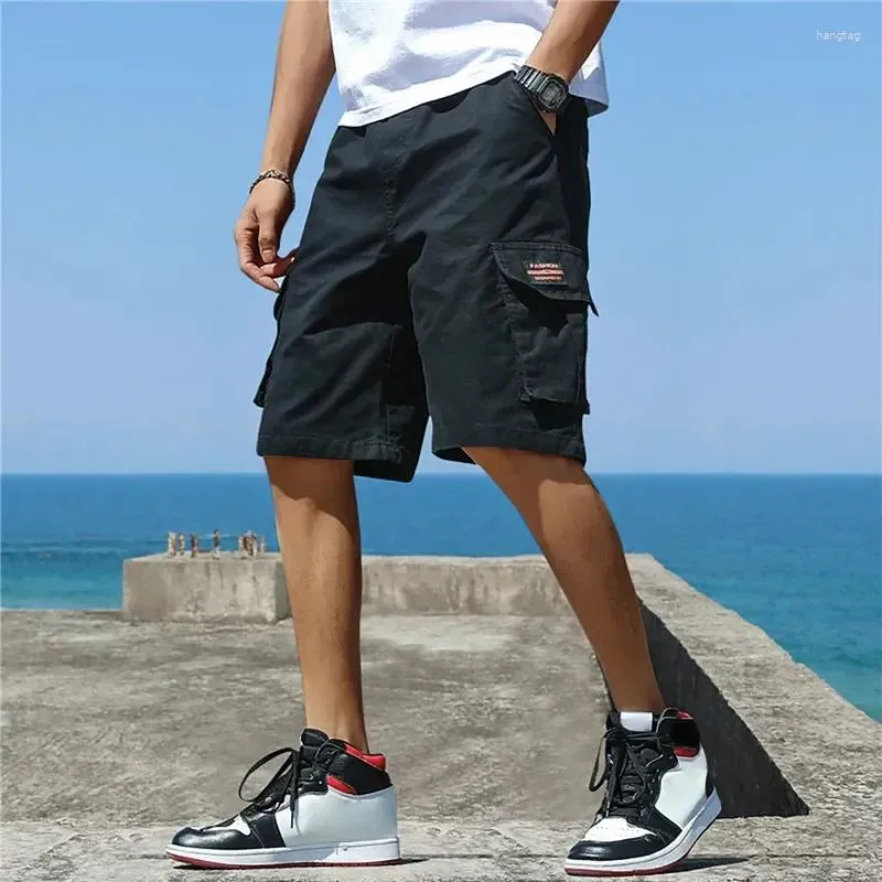 Men's Shorts Summer Cargo Solid Large Pockets Athletic Loose Wide-leg Straight-leg Pants Street
