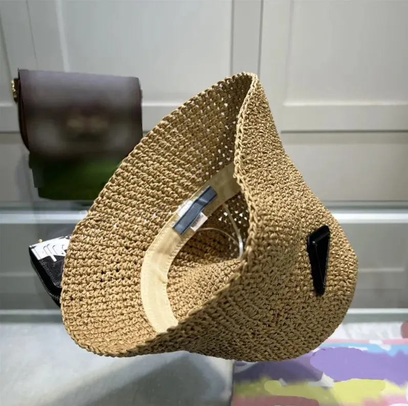 Женская шляпа-ведро Дизайнерская бейсболка для мужчин Женские кепки-ведра Повседневная вязаная шапка для путешествий на открытом воздухе Соломенная шляпа Роскошная кепка SunHat