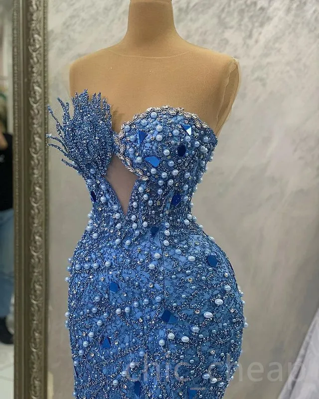 Crystal Sequined Lace Mermaid Evening Dress Crystal Sequined Lace Mermaid Evening Dress