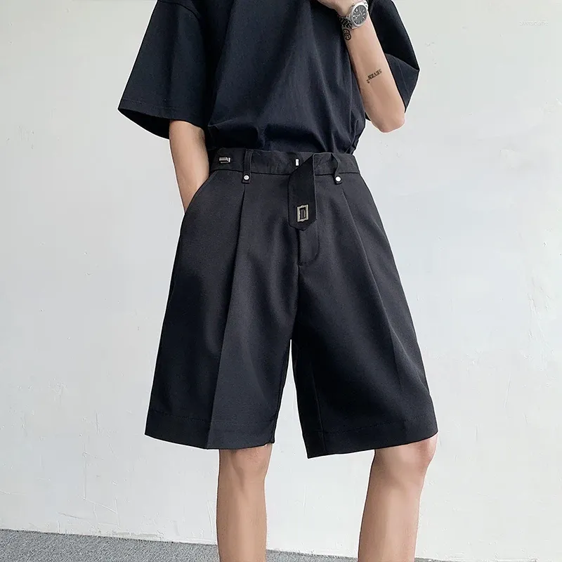 Mäns shorts 2023 Summer Metal Button Design Suit Loose Fashion Trend High Quality Black Color Business M-2XL