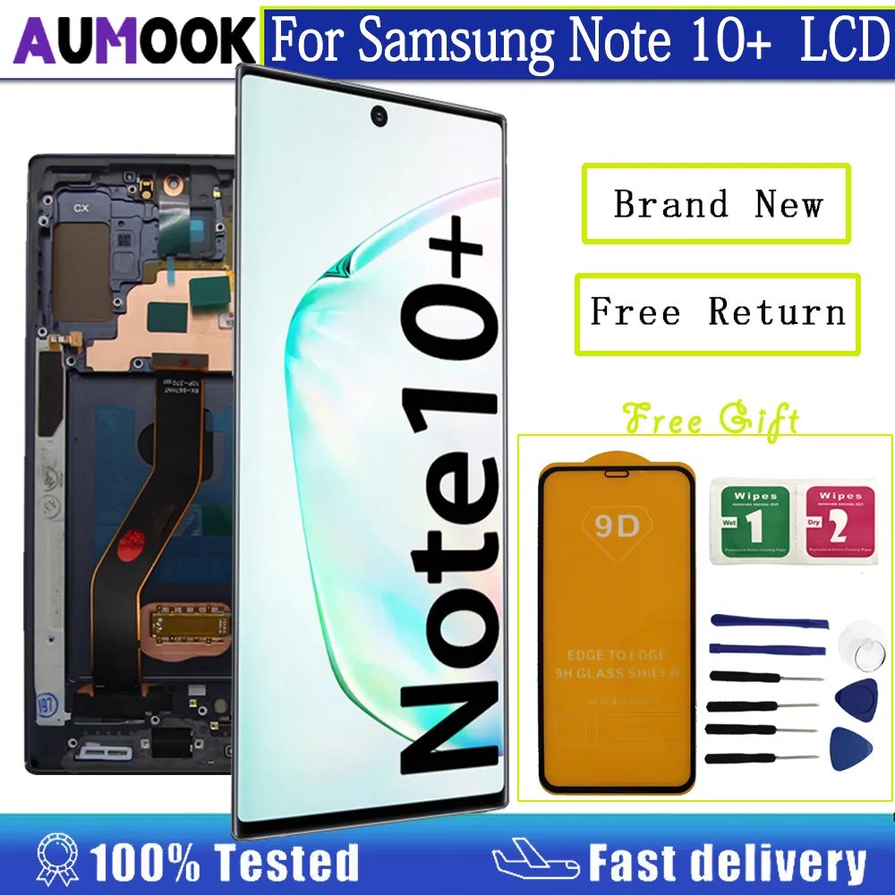 6.8" OLED Display For Samsung Galaxy Note10+ LCD Screen Digitizer With Frame For Note 10+ LCD Display SM-N975F Replacement Parts