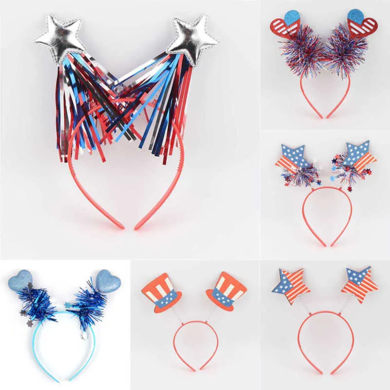 Party Favor Children Hair Sticks American Flag Design Heart Hairbands Girl Hair Accessories For Kids Gifts Firar en festival