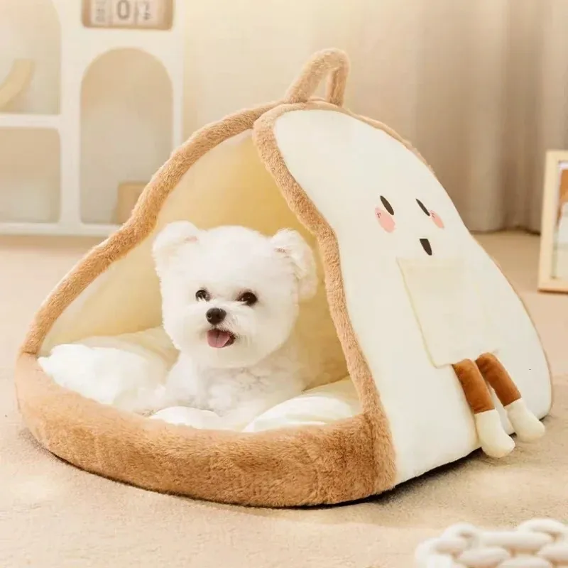 kennels pens Cat Nest Bread Shape Cute House Winter Warm Dog Deep Sleep Pet Tent For Small Medium Supplies 231118