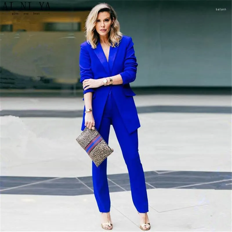 Pantalones de dos piezas para mujer Ropa formal para mujer Trajes de fiesta  Trajes de fiesta Azul real Elegante 2 piezas Blazers para mujer con