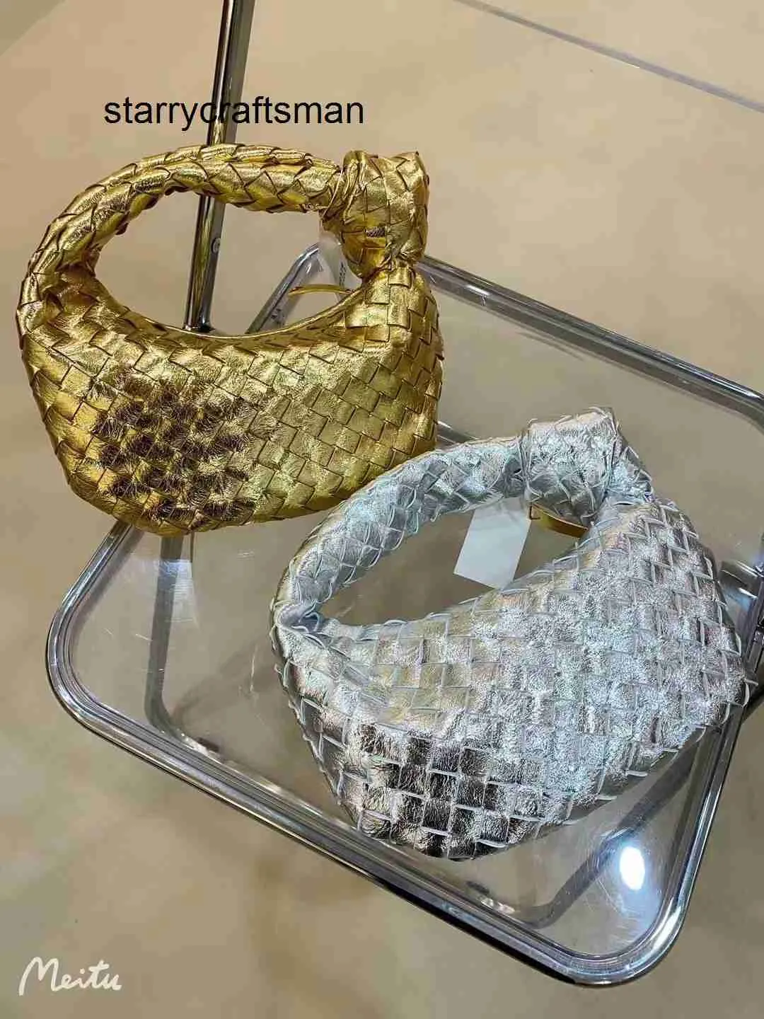 Top Botteg Venet Bag Jodie 2023 New Gold Twisted Woven Bag Damen Handheld Dumpling Premium Dinner Weiches Leder