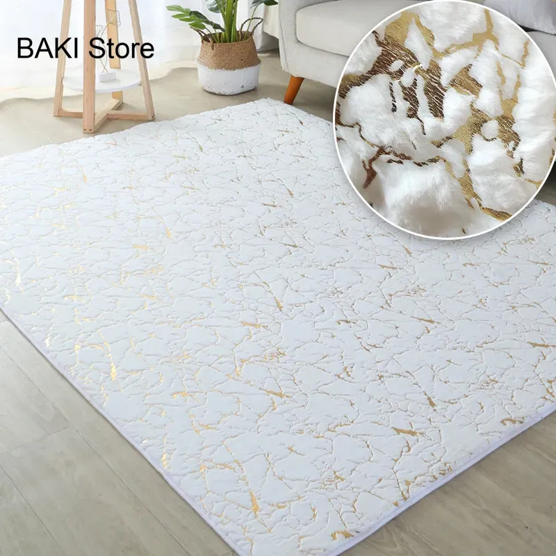 Tapis blanc tapis or Texture doux Imitation lapin cheveux Shaggy tapis pour salon grande chambre tapis chaise tapis personnalisé fourrure tapis 231120