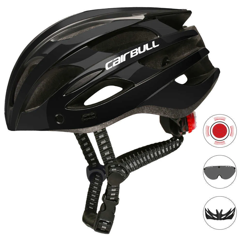 Casques de vélo Cairbull 2022 Nouveau casque de vélo avec lentille de visière Sports Ultralight Route VTT avec feu arrière VTT Casque de vélo P230419