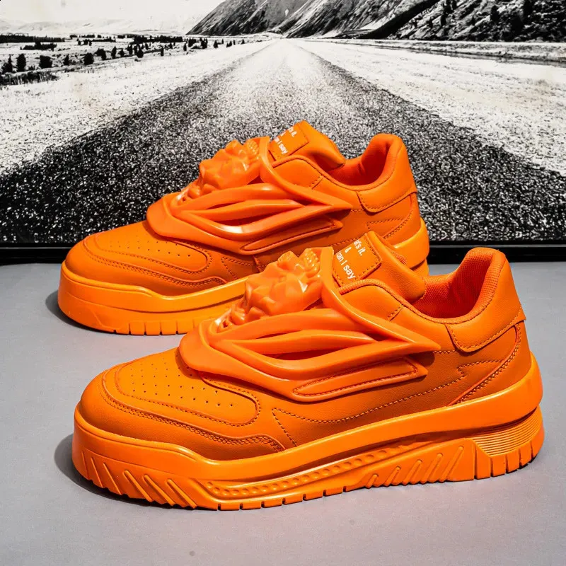 Dress Shoes Fashion Orange Sneakers Men Original Designer Men s Skateboard Shoes Hip Hop Streetwear Shoes Men Comfort Platform Sneakers 231118