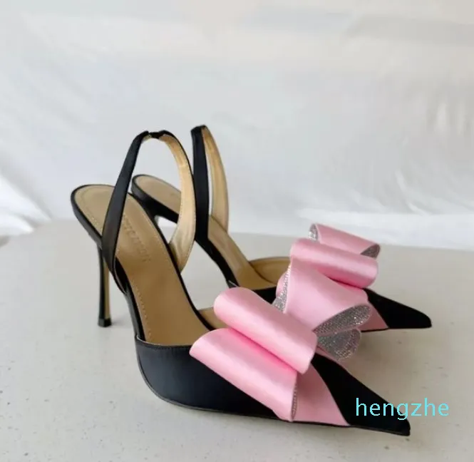 Chaussures habillées en satin Sandales à bride arrière Semelle en cuir pour femmes talons hauts 9,5 cm femmes à talons hauts 34-42 Avec boîte