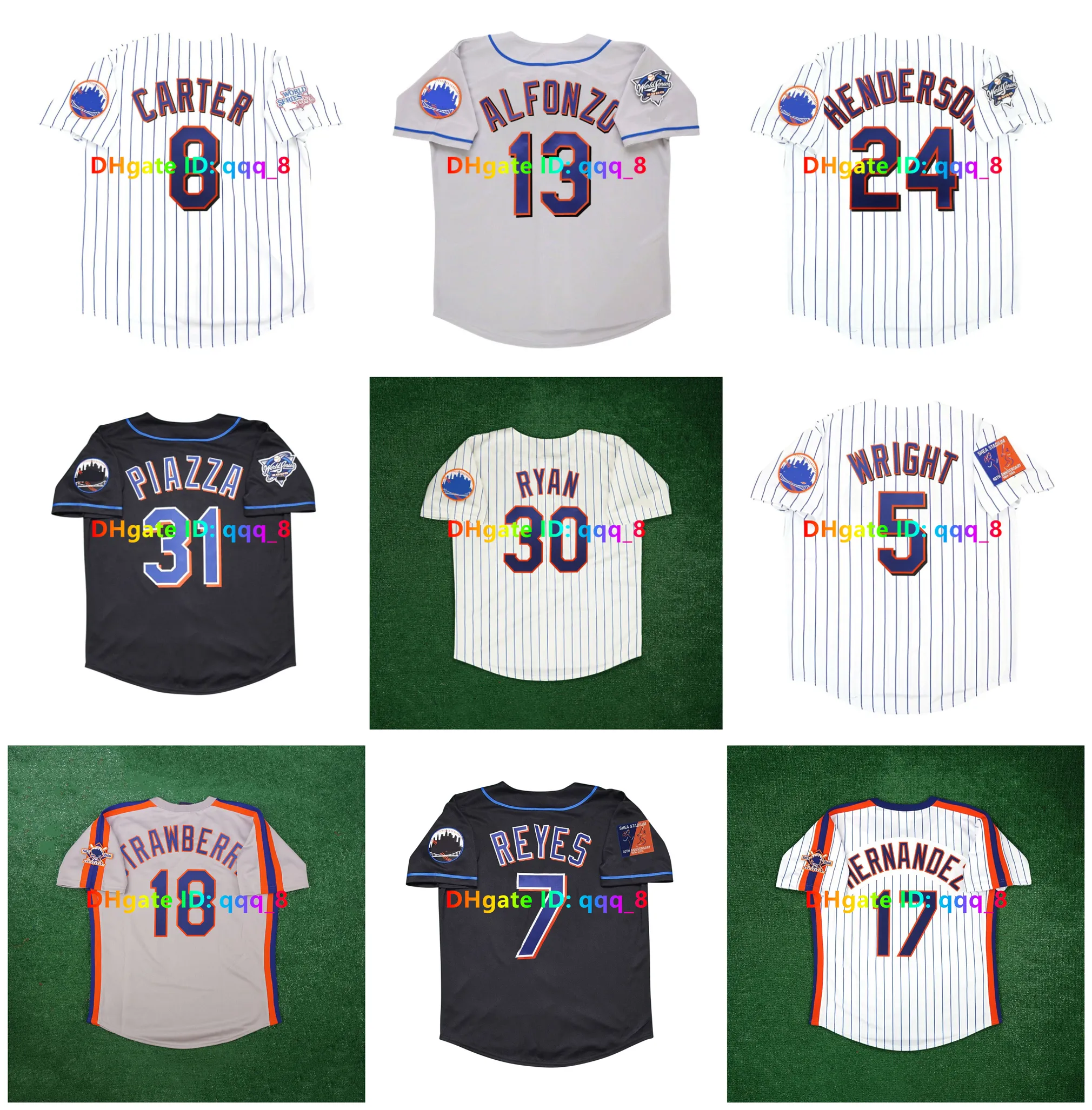 David Wright 1986 2000 World Series NY Baseball Jersey Mike 31 Piazza Robin Ventura Jose Reyes Edgar Alfonzo Tom Seaver Gary Carter Darryl Strawberry Taille S-4XL