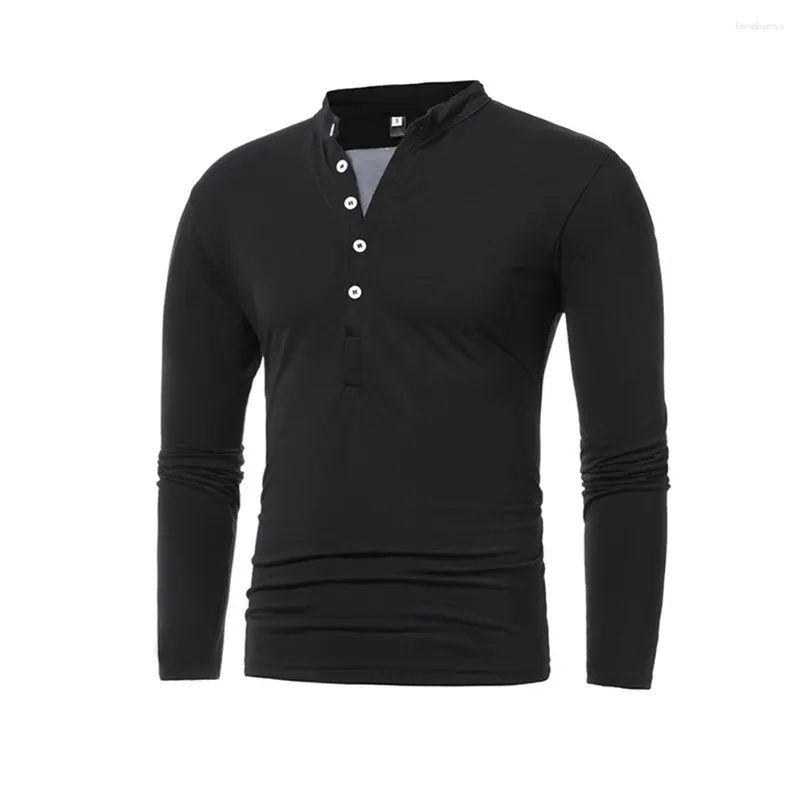 Men's T Shirts Mens Tops Button Casual Daily Henley Long Sleeve Loose Plain Polyester Pullover Regular Slight Stretch