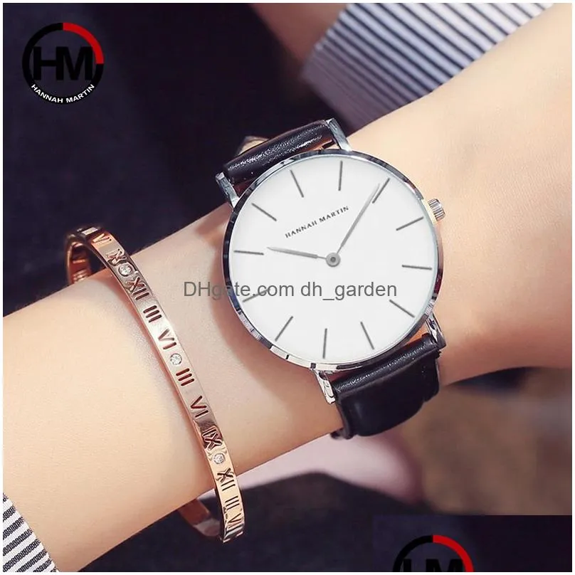 Wristwatches Drop Japan Quartz Simple Women Fashion Watch White Leather Strap Ladies Wrist Watches Brand Waterproof Wristwat Dhgarden Otczq