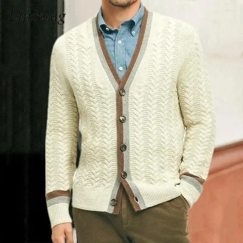 Mens white top cardigan sweater