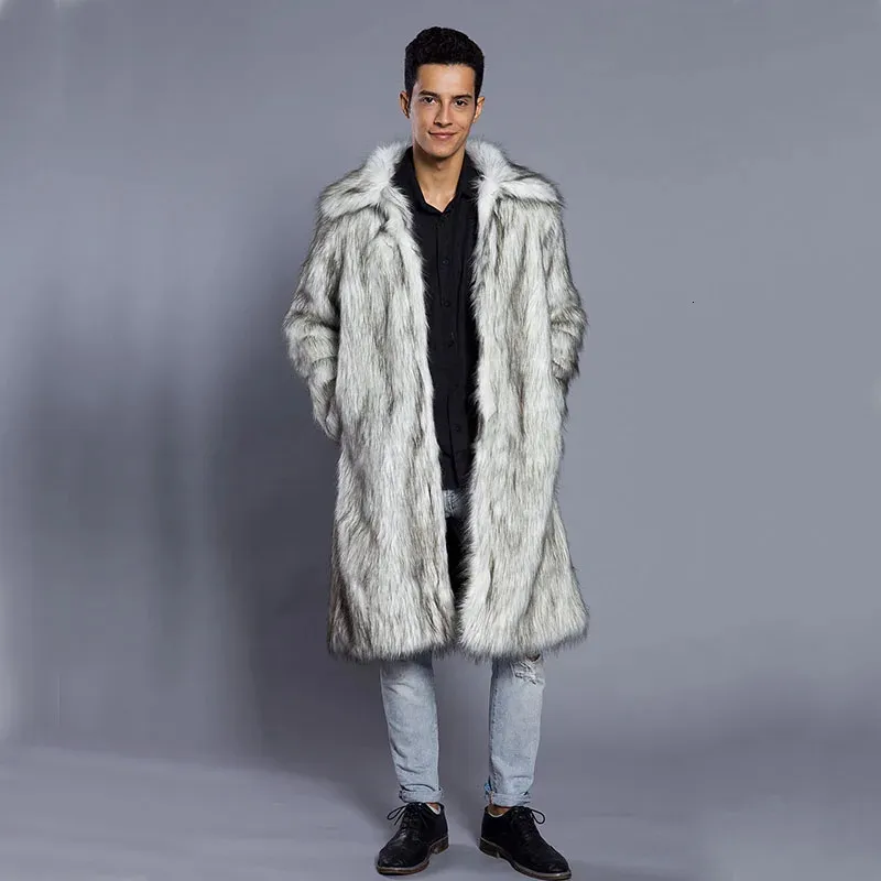 High Grade Mens Faux Mink Fur Long Mens Fur Coat Comfortable 