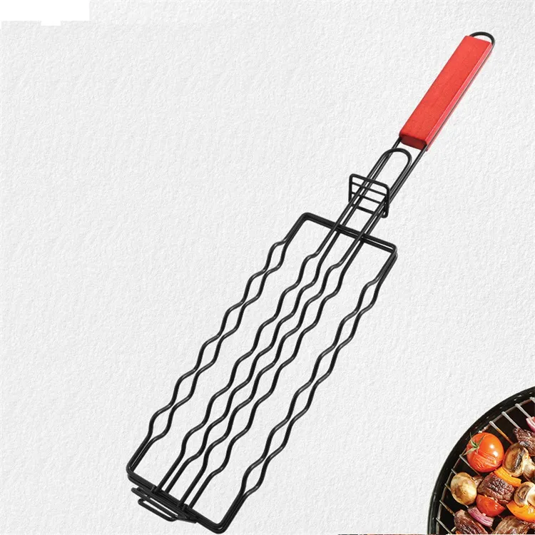 BBQ Gereedschap Accessoires Maïs Barbecuerek Worst Netto Clip Staal IJzeren Mand Afneembaar Opvouwbaar Draagbaar Grillen Mesh Tool LT647