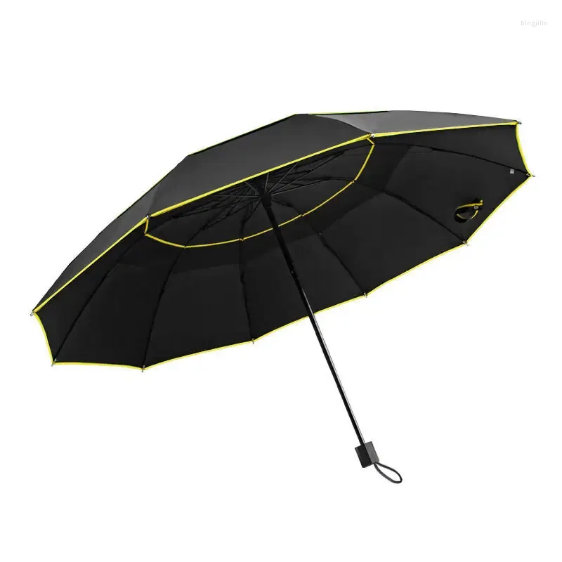 Paraguas 130 cm doble paraguas grande lluvia mujeres 3 plegable resistente al viento hombres grandes viaje familiar negocio coche sombrilla