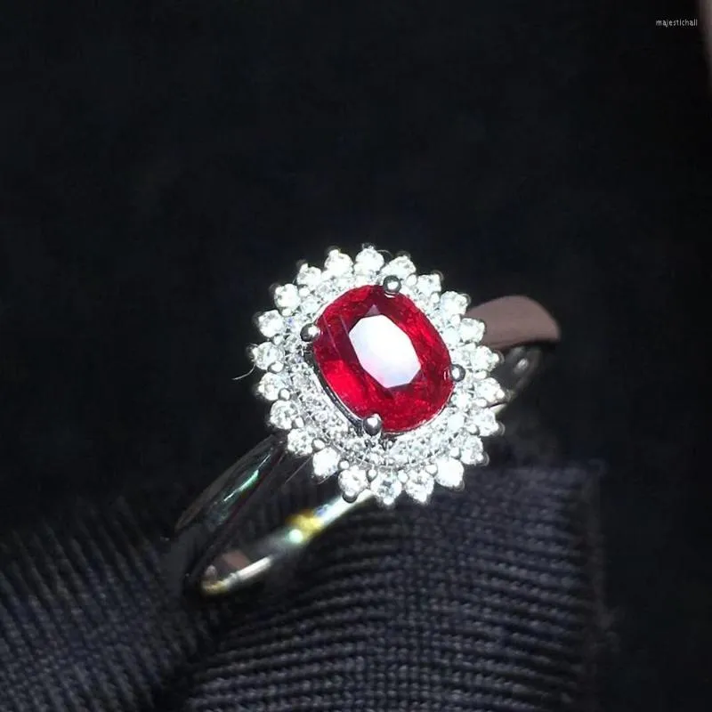 Pierścienie klastra T1214 Ruby Ring Fine Biżuter