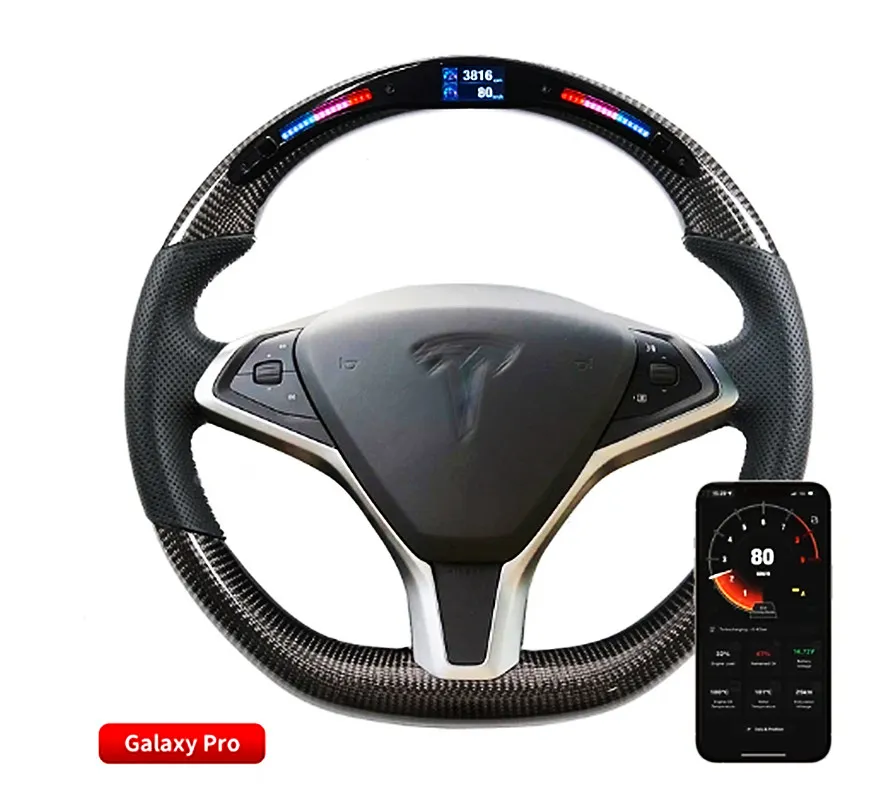 Volanti in 4 stili per volante da corsa personalizzato LED in fibra di carbonio Tesla Model S