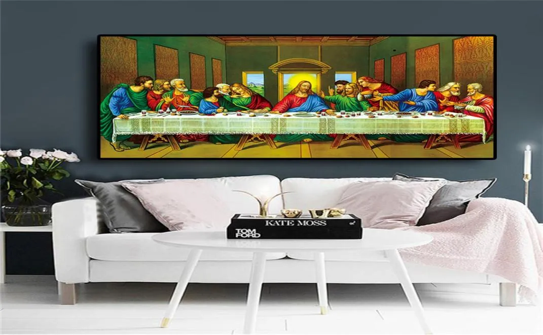 Canvas Painting Last Supper Jesus Portrait Abstract Cuadros Posters and Prints Wall Art Pictures For Living Room Kitchen Room4871189