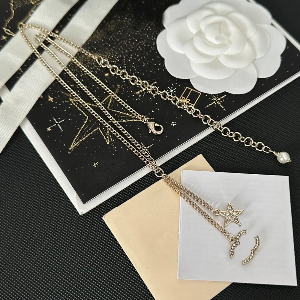 Heren hanger ontwerper ketting sieraden luxe sieraden kettingen 18k goud zilver verkoperd mode dames kristal parel sleutelbeenketting huwelijkscadeau